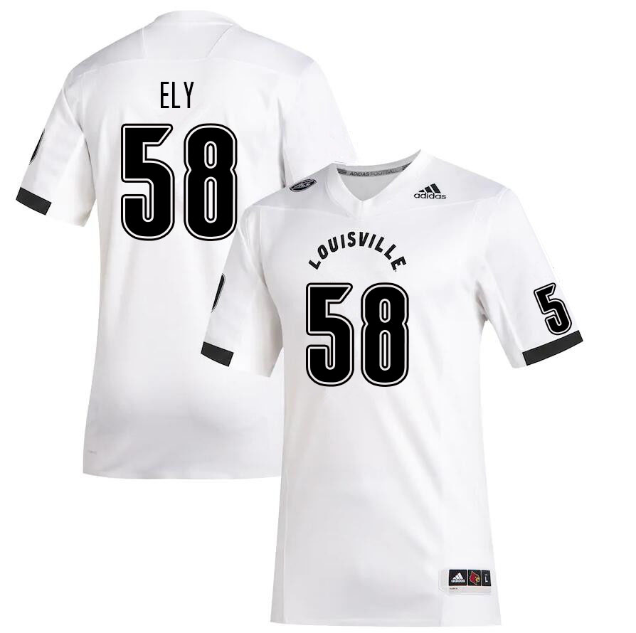 Men #58 Charlie Ely Louisville Cardinals College Football Jerseys Sale-White - Click Image to Close